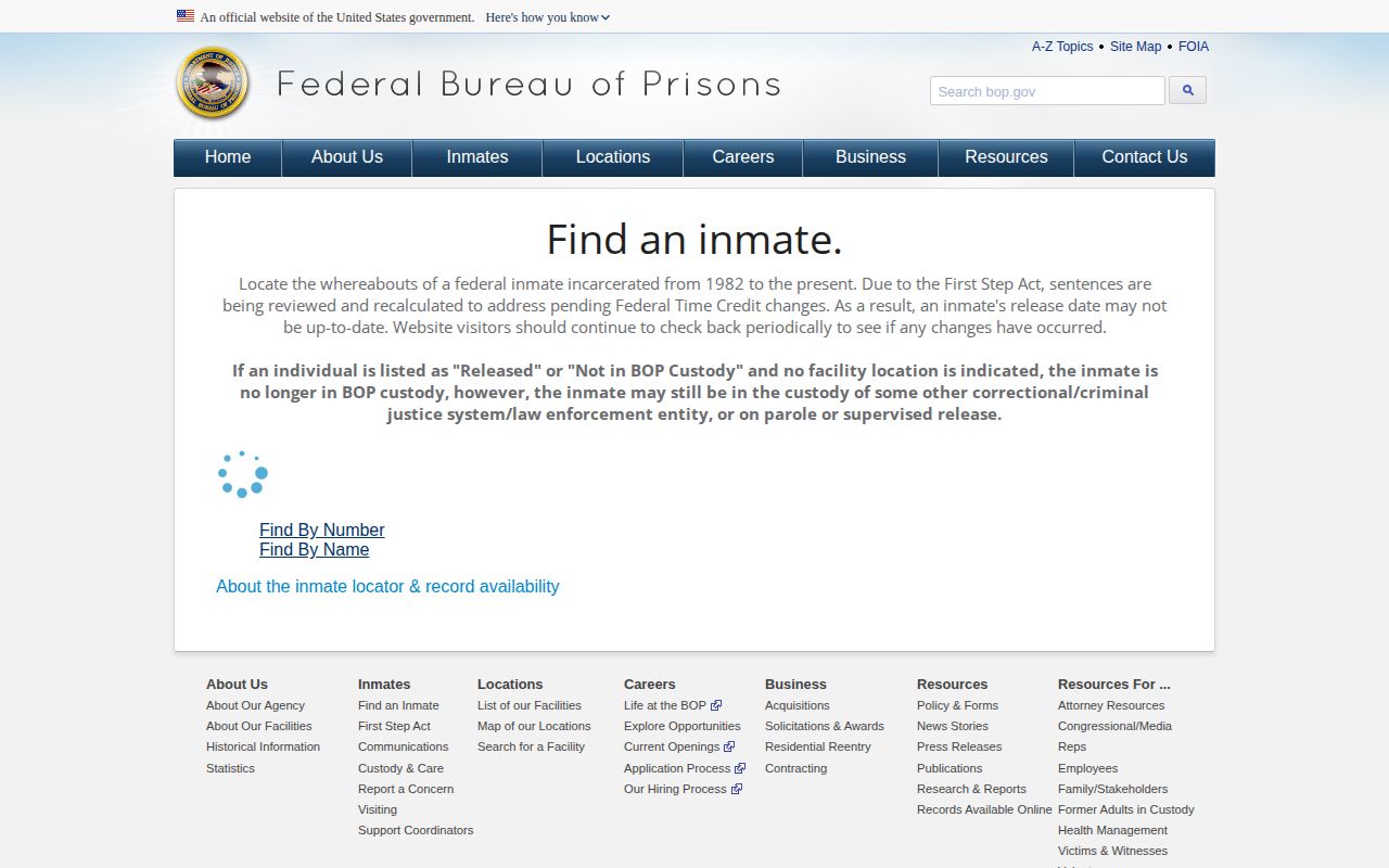 Federal BOP search for released inmates near Johnson County